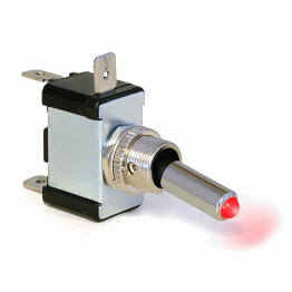 Toggle Switch with Round Lever and LED Indicator - Red