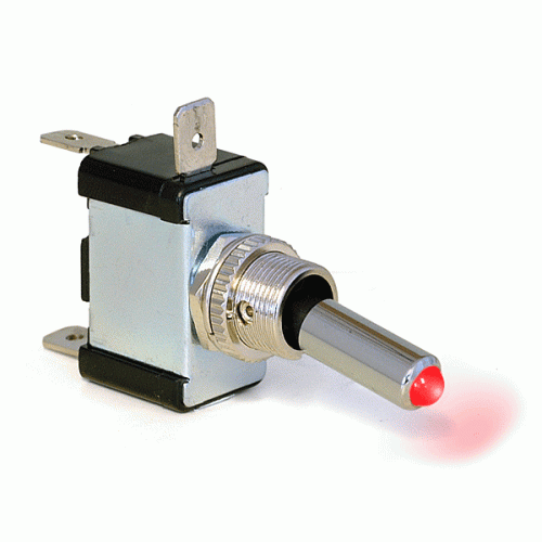Toggle Switch with Round Lever and LED Indicator - Red image #1