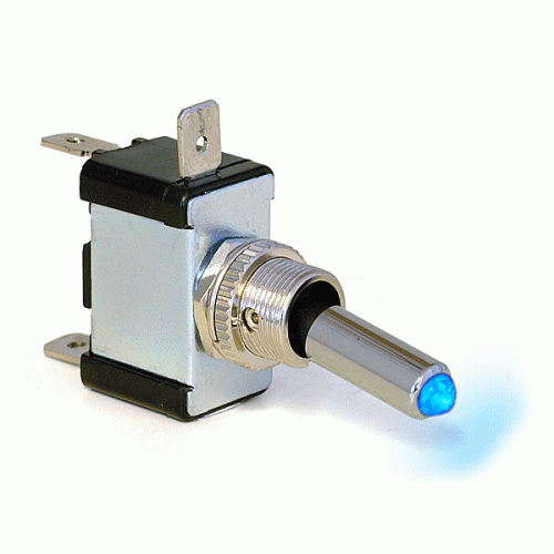Toggle Switch with Round Lever and LED Indicator - Blue image #1