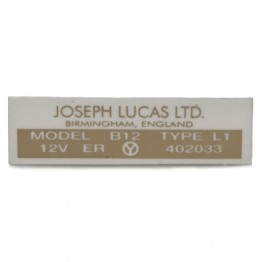Lucas Type B12 coil label