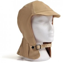 Hurricane Long Neck Leather Flying Helmet (Beige)