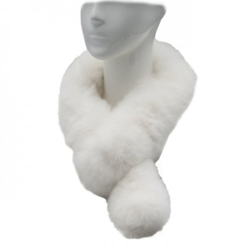 Alpaca Fur Scarf - White image #1