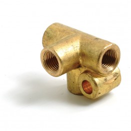 Brass 3/8 in UNF 4-Way Connector for 3/16 in Pipe