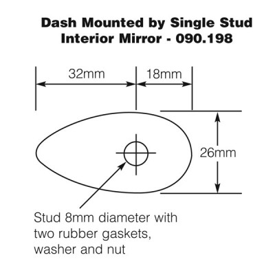                                             Dash Mounted Interior Mirror - Single Stud Fixing
                                           