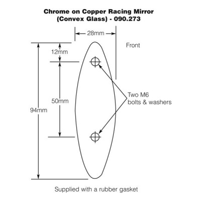                                             Chrome on Copper Racing Mirror - Convex Glass 
                                           