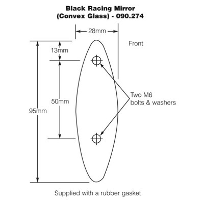                                             Black Racing Mirror - Convex Glass
                                           