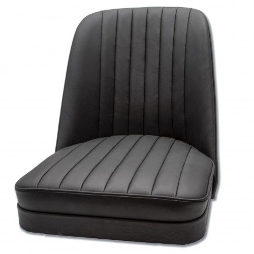Vintage Style Bucket Seats in Black Leather - Wide Version