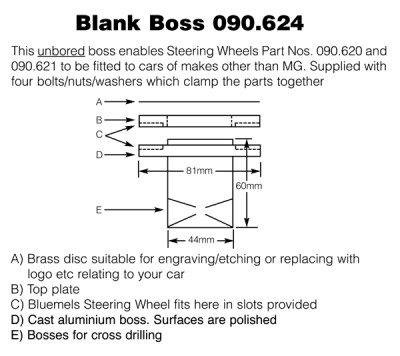                                             Unmachined Boss for Bluemel Steering Wheels
                                           