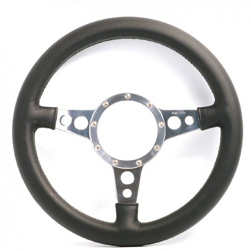 Moto-Lita Steering Wheel 14" Leather Rim with Holed Polished Spokes image #1