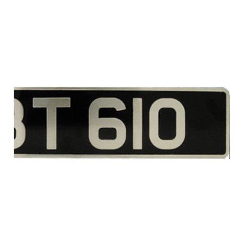 Numberplate Pressed Oblong +  Square Silver on Black image #1
