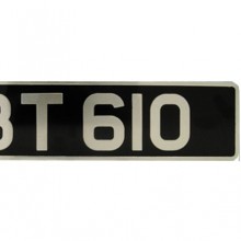 Numberplate Pressed Oblong +  Square Silver on Black