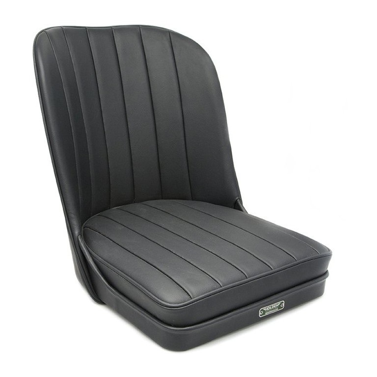 Vintage Style Sports Bucket Seat in Black Leather