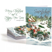 Christmas Card  Santa in Car (Set of 10)