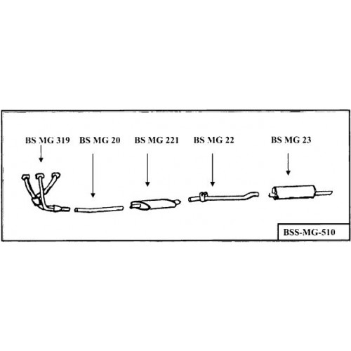 "BELL MGB CHROME MANIFOLD SKIDDED BOMB 
STAINLESS STEEL  EXHAUST SYSTEM

"