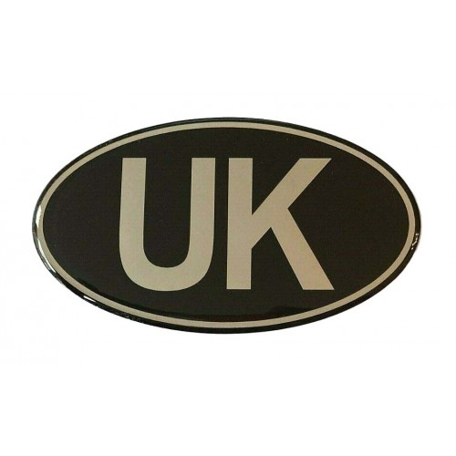UK Badge - Chrome on Black