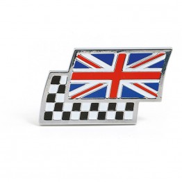 Union Jack & Chequered Flag Adhesive Badge - Width 43mm