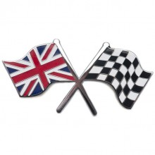 Union Jack & Chequered Crossed Flags Adhesive Badge