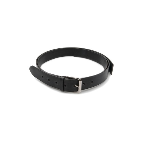 Leather Bonnet Straps - Black/Chrome 2 in wide