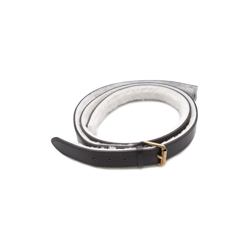 Lined Leather Bonnet Strap - Black/Brass - 1 1/2 in wide image #1