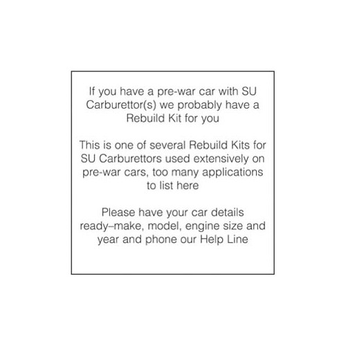 Rebuild Kit for one HS2 Carburettor image #1