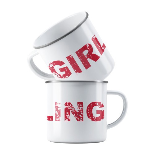 Girling Distressed Text Enamel Mug (Single Mug) image #1
