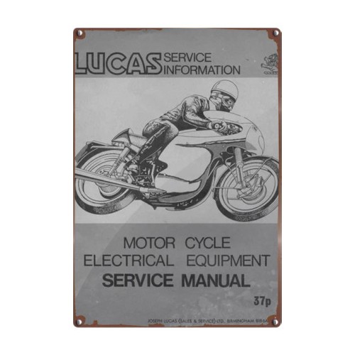Lucas Motorcycle Service Info 8x12" Vintage Metal Sign image #1