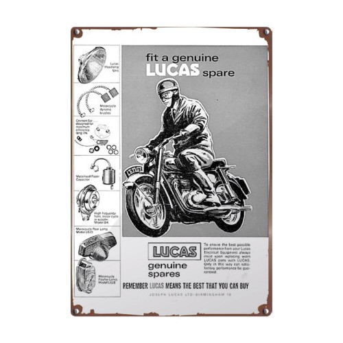 Lucas Motorcycle Spares 8x12" Vintage Metal Sign image #1
