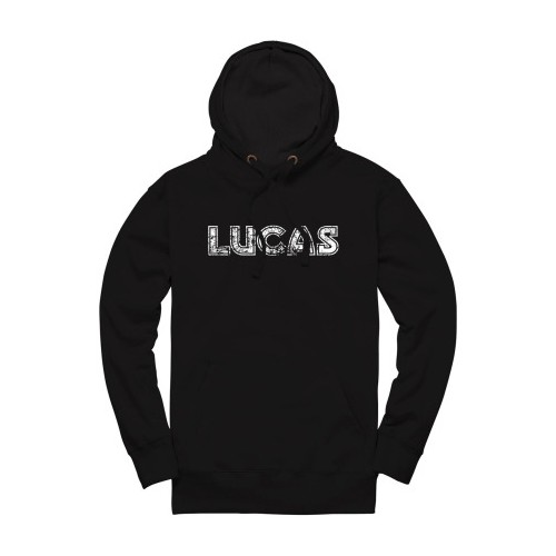 Lucas Distressed Pullover Hoodie - Black image #1