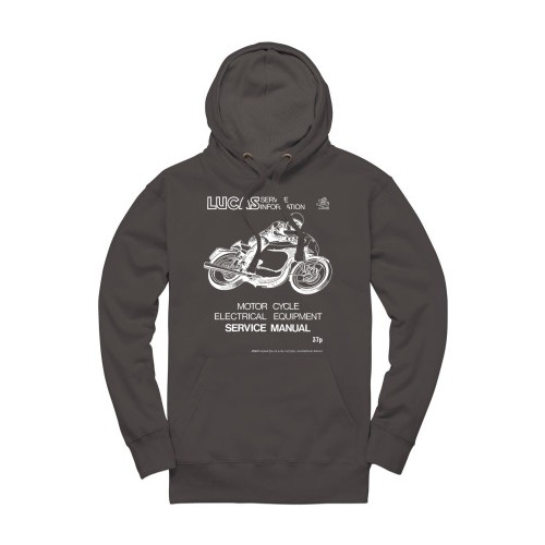 Lucas Motorcycle Service Manual Pullover Hoodie - Charcoal image #1