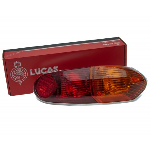 Lucas L783 Rear Tail / Stop Lamp - Amber/Red lens with chrome base. UD74955