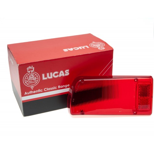 Lucas L871 Rear lamp lens RH side. All Red American Spec. Fits Jaguar E-type S2/S3.