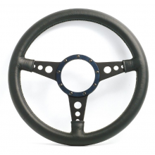 Mota Lita Mark 4 Leather Rim Steering Wheel With Holed Black Spokes - 14 Inch Dished